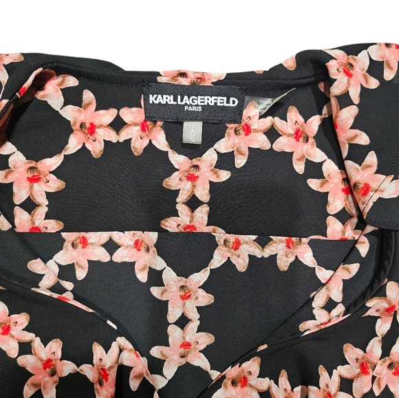 Karl Lagerfeld Sleeveless Button Up Drop Waist Blouse Large - Picture 7 of 9